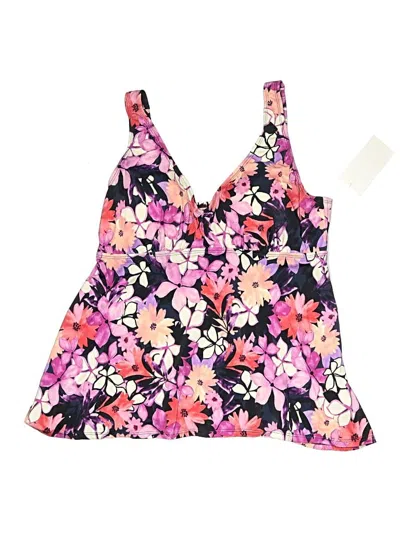 Pre-owned Swimsuits For All Swimsuit Top Pink Floral Pattern Swimwear