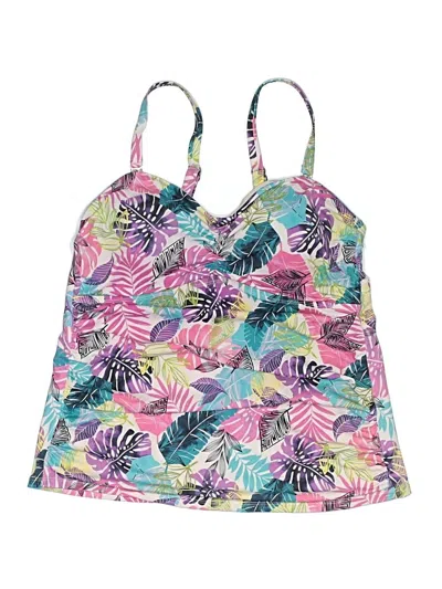 Pre-owned Swimsuits For All Swimsuit Top Pink Tropical Pattern Swimwear