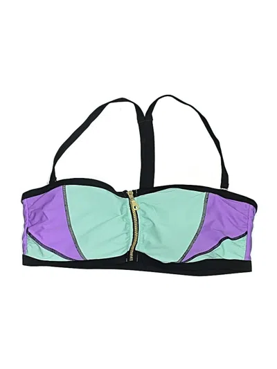Pre-owned Swimsuits For All Swimsuit Top Purple Color Block Pattern Swimwear
