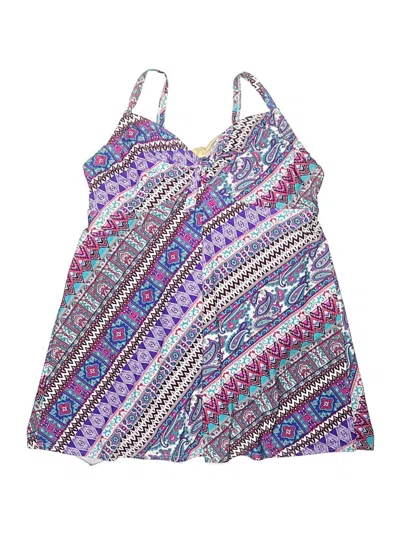 Pre-owned Swimsuits For All Swimsuit Top Purple Paisley Pattern Swimwear