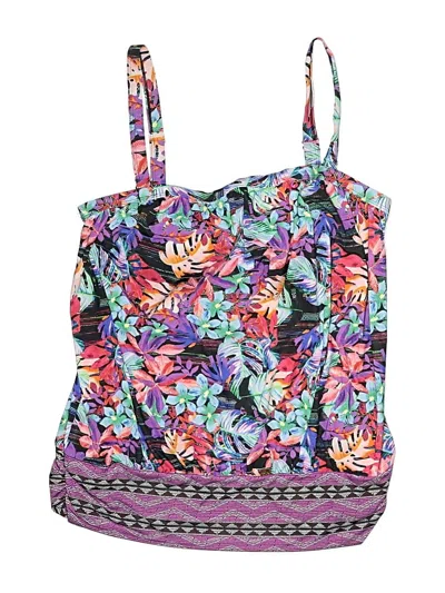 Pre-owned Swimsuits For All Swimsuit Top Purple Print Pattern Swimwear