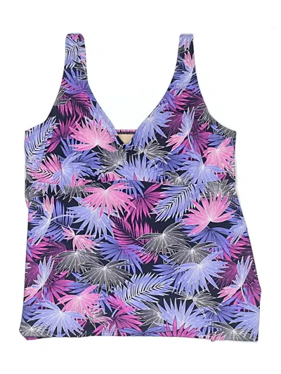 Pre-owned Swimsuits For All Swimsuit Top Purple Tropical Pattern Swimwear
