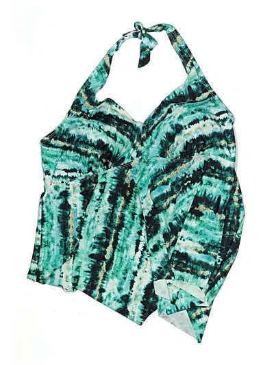 Pre-owned Swimsuits For All Swimsuit Top Teal Tie-dye Pattern Swimwear