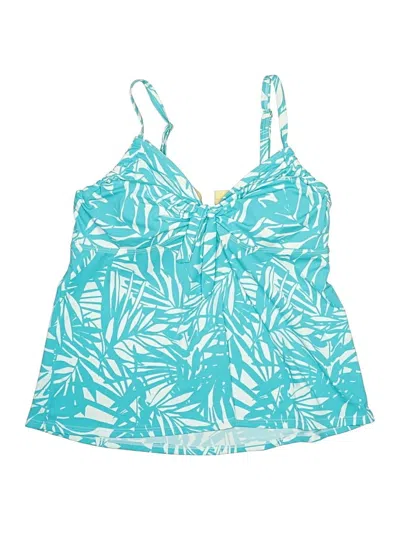 Pre-owned Swimsuits For All Swimsuit Top Teal Tropical Pattern Swimwear