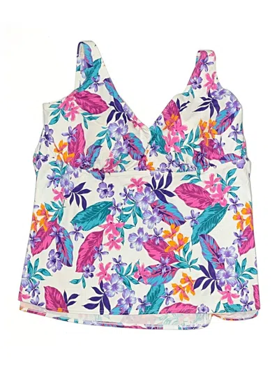 Pre-owned Swimsuits For All Swimsuit Top White Floral Pattern Swimwear