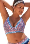 Swimsuits For All Synergy Longline Underwire Bikini Top In Blue