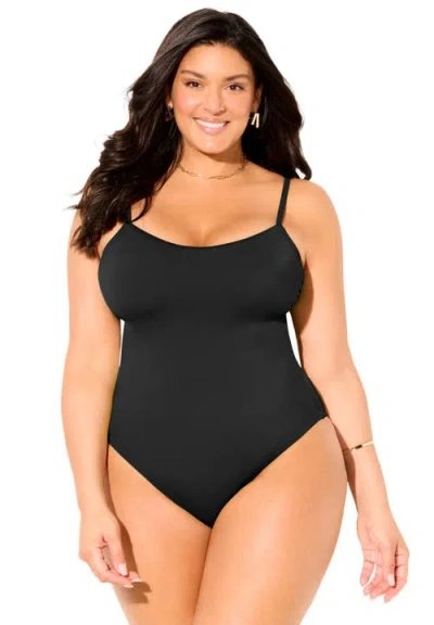 Swimsuits For All Tank One Piece Swimsuit In Black