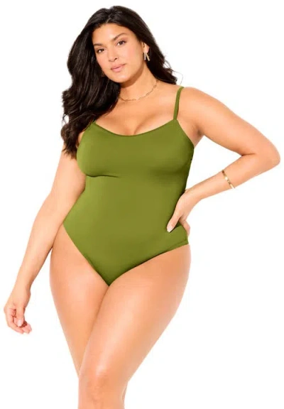 Swimsuits For All Tank One Piece Swimsuit In Green