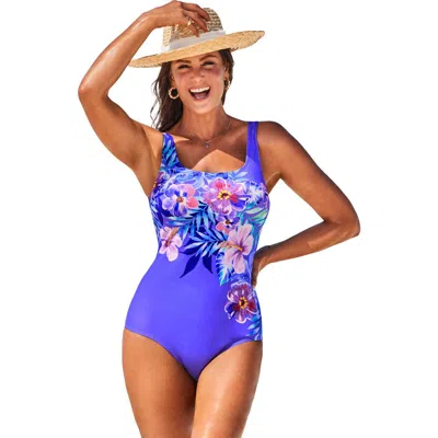 Swimsuits For All Tank One Piece Swimsuit In Purple