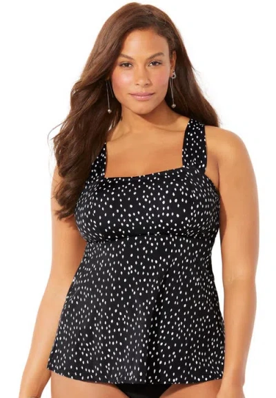 Swimsuits For All Tie-back Tankini Top In Black