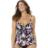 Swimsuits For All Tie Front Underwire Tankini Top In Black