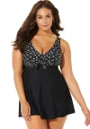 Swimsuits For All Tie Front V-neck Swimdress In Black