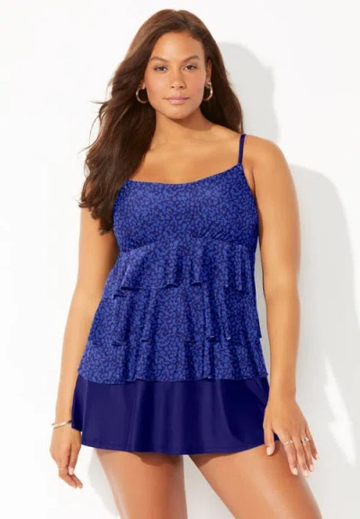 Swimsuits For All Tiered Swimdress In Purple