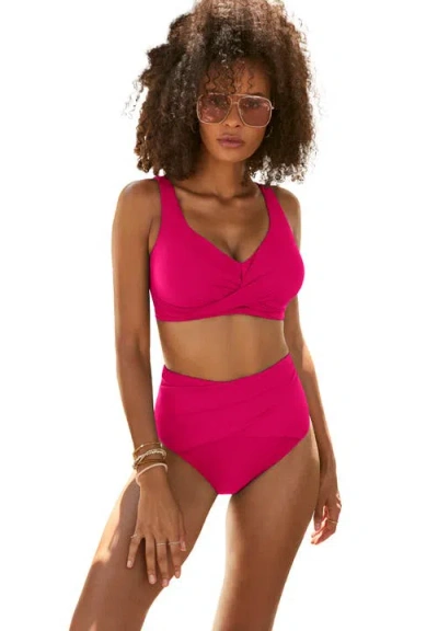 Swimsuits For All Twist Front Bikini Top In Pink