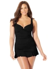 Swimsuits For All Twist Front Underwire Swimdress In Black
