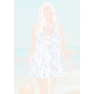 Swimsuits For All Twist Front V-neck Swimdress In White