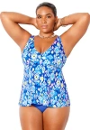 Swimsuits For All V-neck Flowy Tankini Top In Black