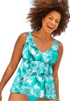 Swimsuits For All V-neck Flowy Tankini Top In Blue