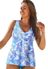 Swimsuits For All V-neck Flowy Tankini Top In Blue