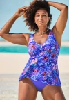 Swimsuits For All V-neck Flowy Tankini Top In Blue