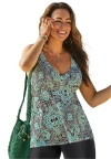 Swimsuits For All V-neck Flowy Tankini Top In Green