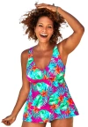 Swimsuits For All V-neck Flowy Tankini Top In Multi