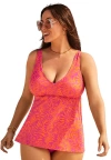 Swimsuits For All V-neck Flowy Tankini Top In Red