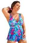 Swimsuits For All V-neck Twist Tankini Top In Blue