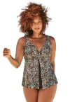 Swimsuits For All V-neck Twist Tankini Top In Brown