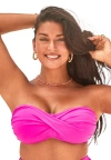 Swimsuits For All Valentine Ruched Bandeau Bikini Top In Pink