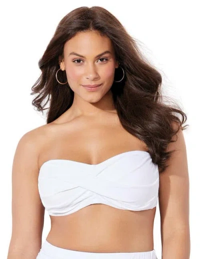 Swimsuits For All Valentine Ruched Bandeau Bikini Top In White