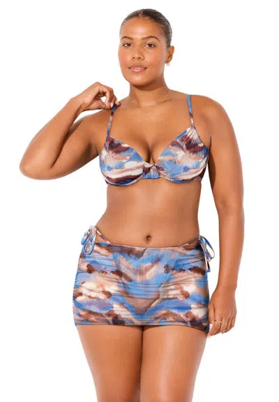 Swimsuits For All Wrapped Knot Underwire Bikini Top In Multi