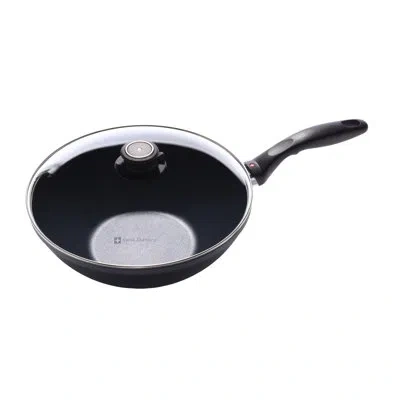 Swiss Diamond 11" Non Stick Aluminum Induction Wok With Lid In Gray