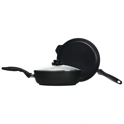 Swiss Diamond 3 Piece Aluminum Non Stick Cookware Set In Black