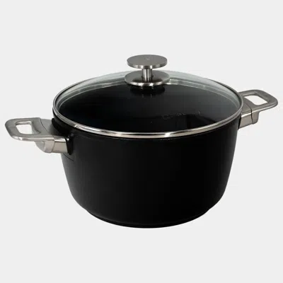 Swiss Diamond Chd Nonstick Stock Pot With Glass Lid, 5.5 Qt In Black