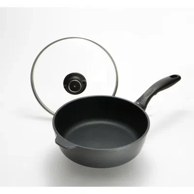 Swiss Diamond Non Stick Aluminum Saute Pan With Lid In Black