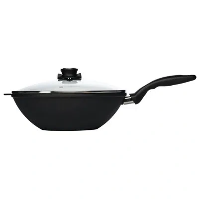 Swiss Diamond Non-stick Aluminum Wok With Lid In Black