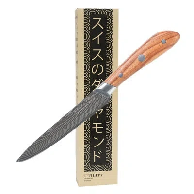 Swiss Diamond Wood Handle 5'' Utility Knife In Brown