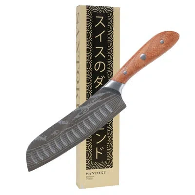 Swiss Diamond Wood Handle 6.25'' Santoku Knife In Brown