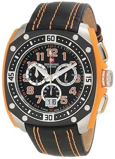 Pre-owned Swiss Military Calibre Men's 06-4f1-04-079 Flames Chronograph Leather Date Watch