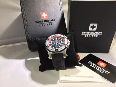 Pre-owned Swiss Military Calibre Men's Hawk Chrono Black Dial / Red Inner Bezel Watch