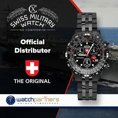 Pre-owned Swiss Military Cx  Airforce 1 Evo Watch Swiss Chrono Flight Cal 200m Wr Black