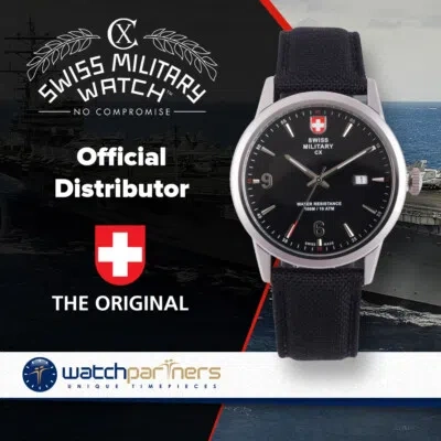 Pre-owned Swiss Military Cx  Grunt Officer Watch Swiss Quartz Black Strap Black Dial 2891