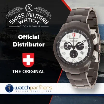 Pre-owned Swiss Military Cx  Hawk Nero Chrono Swiss Watch Black Pvd Case Silver Dial 2730