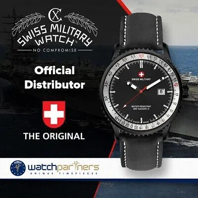 Pre-owned Swiss Military Cx  Lightning Nero Rawhide Swiss Watch 44mm 20atm Blk Dial 3121
