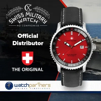 Pre-owned Swiss Military Cx  Lightning Rawhide Swiss Watch 44mm Case 20atm Red Dial 3118
