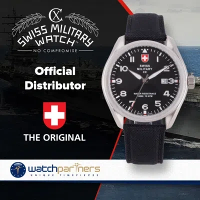 Pre-owned Swiss Military Cx  Mirage Pilot Watch Swiss Quartz Date 10atm Black Dial 2856
