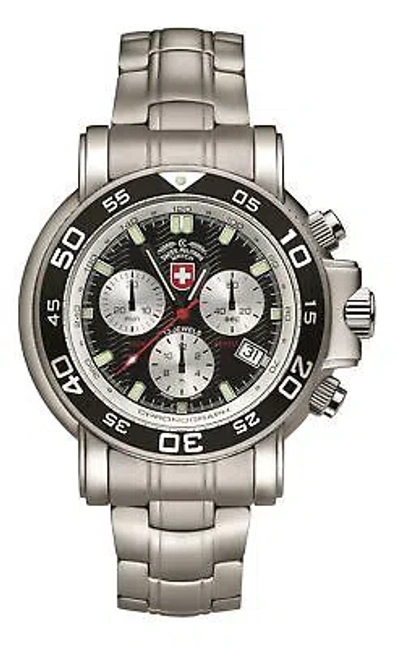 Pre-owned Swiss Military Cx  Navy Diver 500 Watch Swiss Ronda Chrono Movement Black
