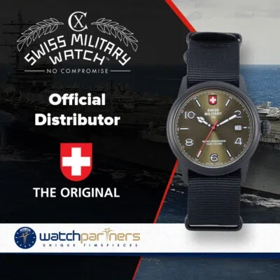 Pre-owned Swiss Military Cx  Spitfire Vintage Watch Swiss Quartz Date 10atm Green Dial 2869