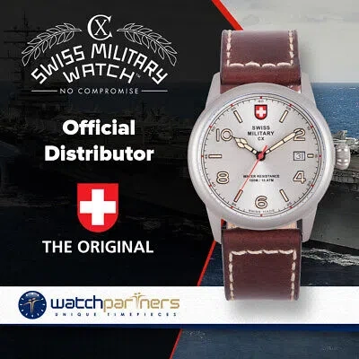 Pre-owned Swiss Military Cx  Spitfire Vintage Watch Swiss Quartz Date 10atm Silv Dial 2870